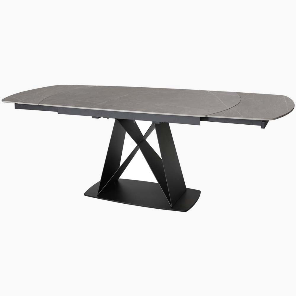 Odessey Motion Dining Table - Motion Dining Table 140-210cm Grey Sintered Stone / Black Powder Coat Metal Base Tables Sterling Home 4