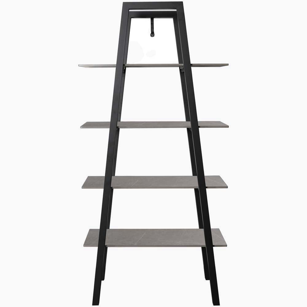 Odessey Shelving Unit - Shelf Unit Grey Sintered Stone / Black Powder Coat Metal Base Storage Sterling Home 1