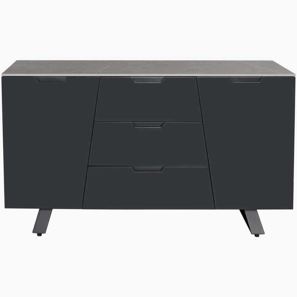 Odessey Sideboard - Large Sideboard Grey Sintered Stone / Black Powder Coat Metal Base Storage Sterling Home 1