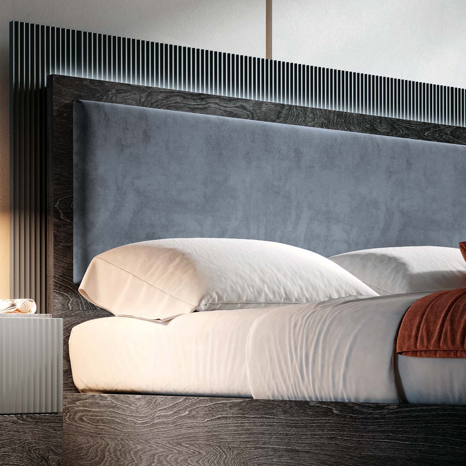 Onyx Storage Bedframe with LED Light - Bed Wooden Headboard Storage with LED Light 160 x 200cm Sterling Home 3