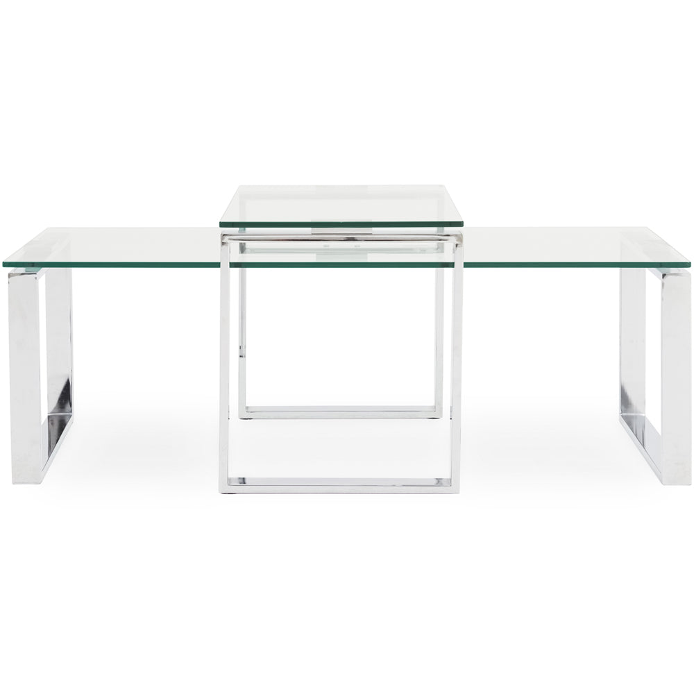 Paloma Coffee Table - Coffee Table Set Clear Glass/Chrome Tables Sterling Home 1