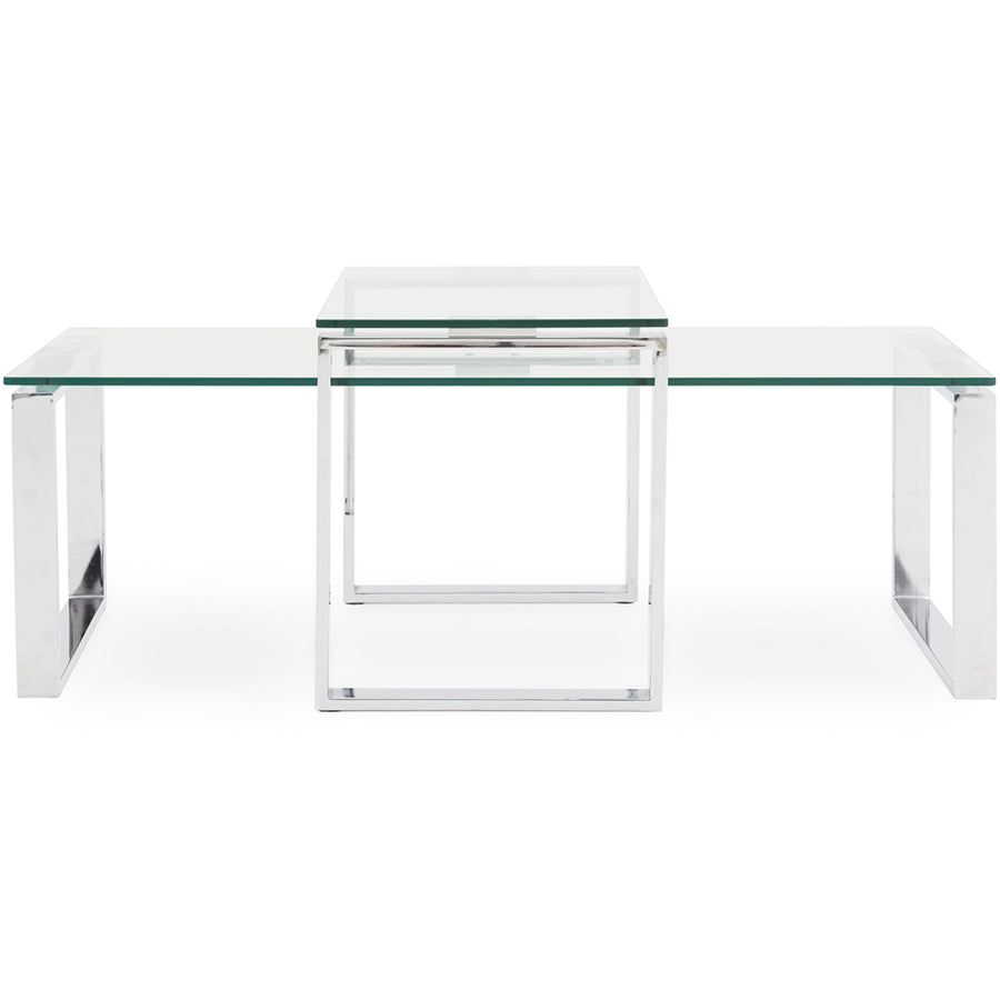 Paloma Coffee Table - Coffee Table Set Clear Glass/Chrome Tables Sterling Home 1