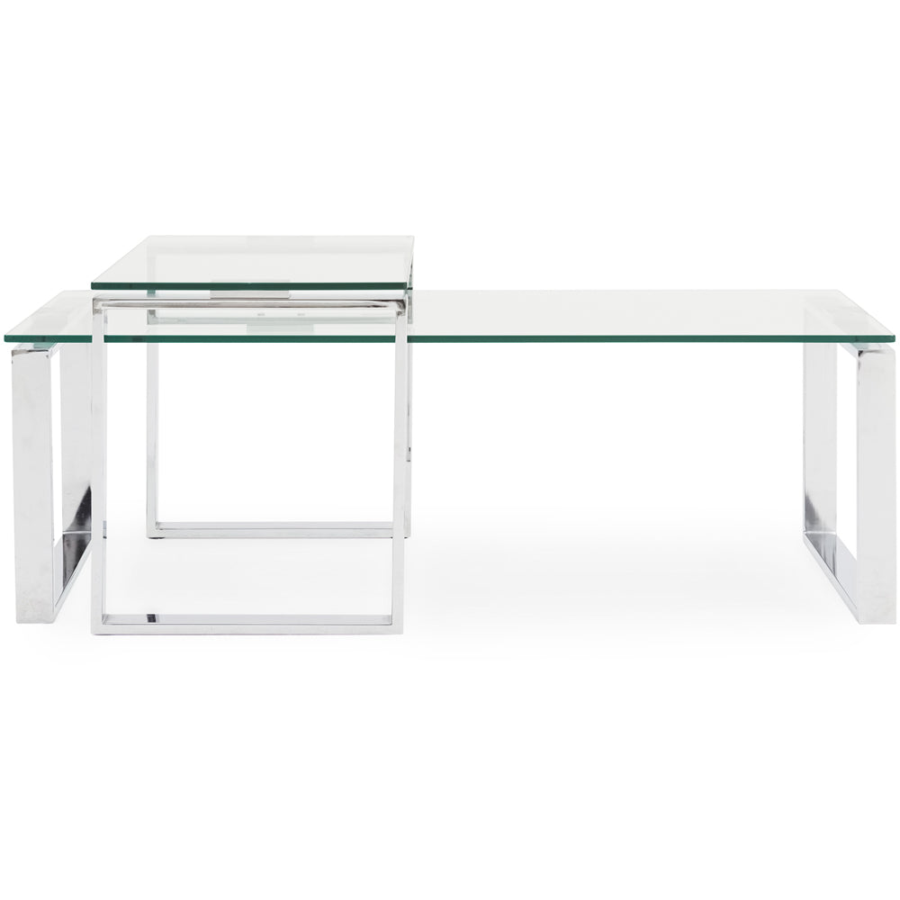 Paloma Coffee Table - Coffee Table Set Clear Glass/Chrome Tables Sterling Home 2