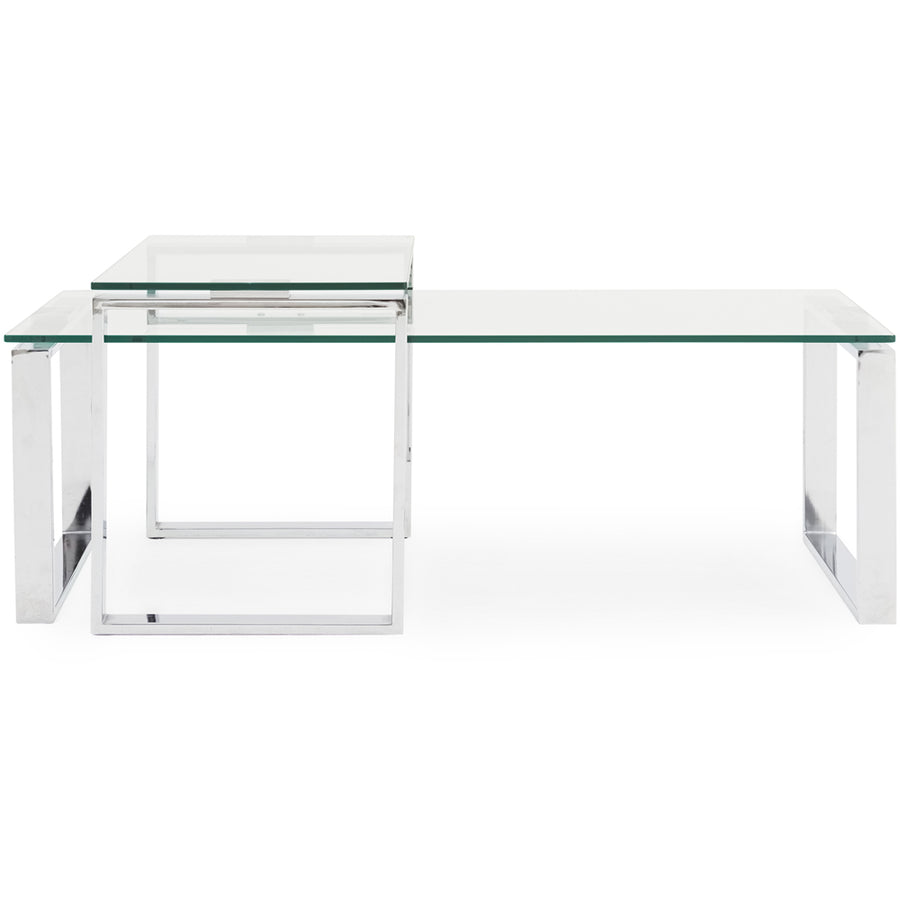 Paloma Coffee Table - Coffee Table Set Clear Glass/Chrome Tables Sterling Home 2