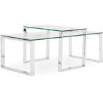 Paloma Coffee Table - Coffee Table Set Clear Glass/Chrome Tables Sterling Home 3