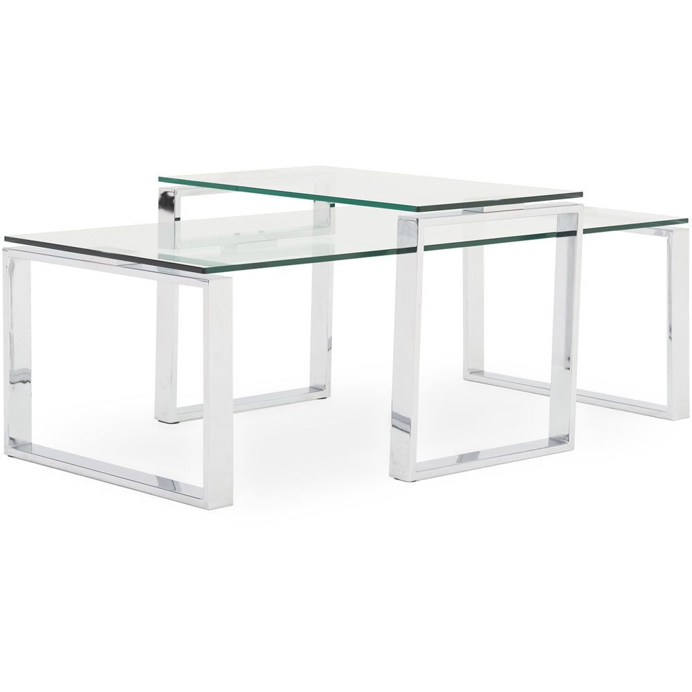 Paloma Coffee Table - Coffee Table Set Clear Glass/Chrome Tables Sterling Home 3