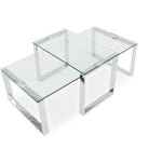 Paloma Coffee Table - Coffee Table Set Clear Glass/Chrome Tables Sterling Home 4