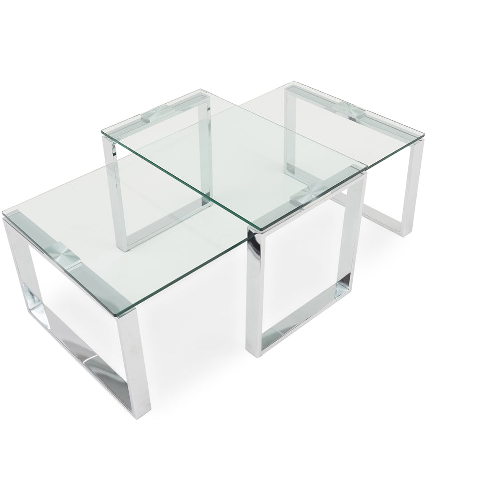 Paloma Coffee Table - Coffee Table Set Clear Glass/Chrome Tables Sterling Home 4
