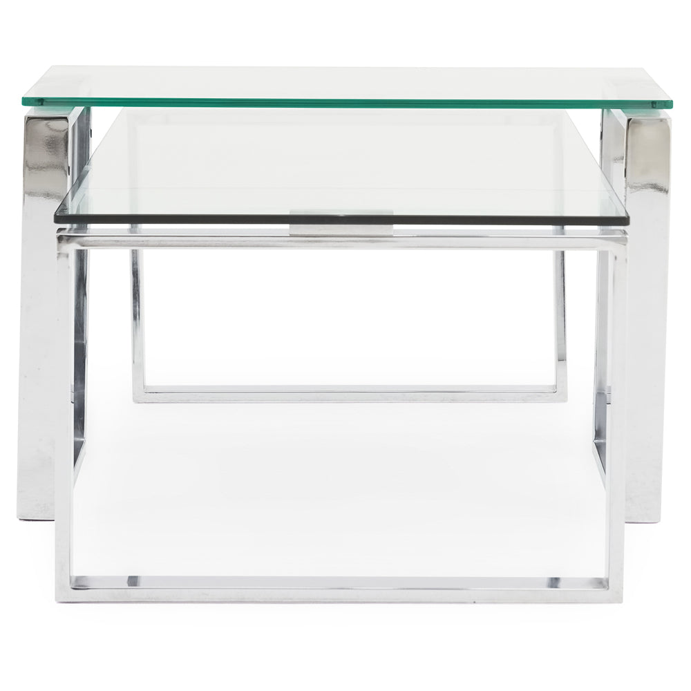 Paloma Coffee Table - Coffee Table Set Clear Glass/Chrome Tables Sterling Home 5