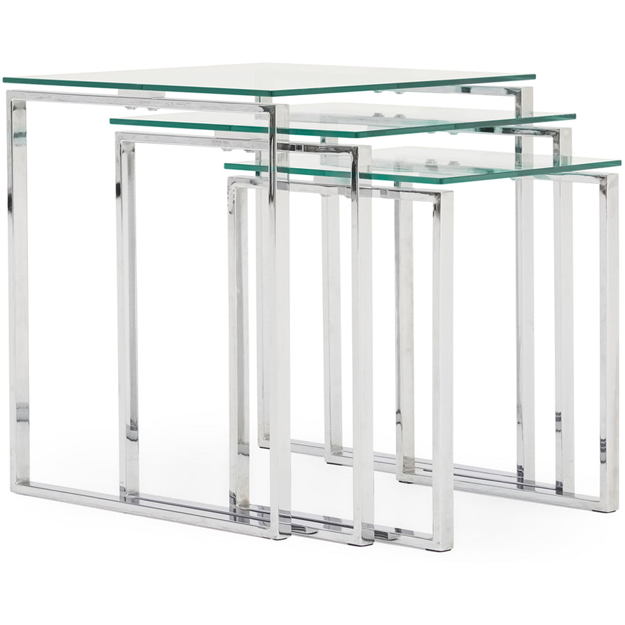 Paloma Nest of Tables - Nest of Tables Clear Glass/Chrome Tables Sterling Home 1