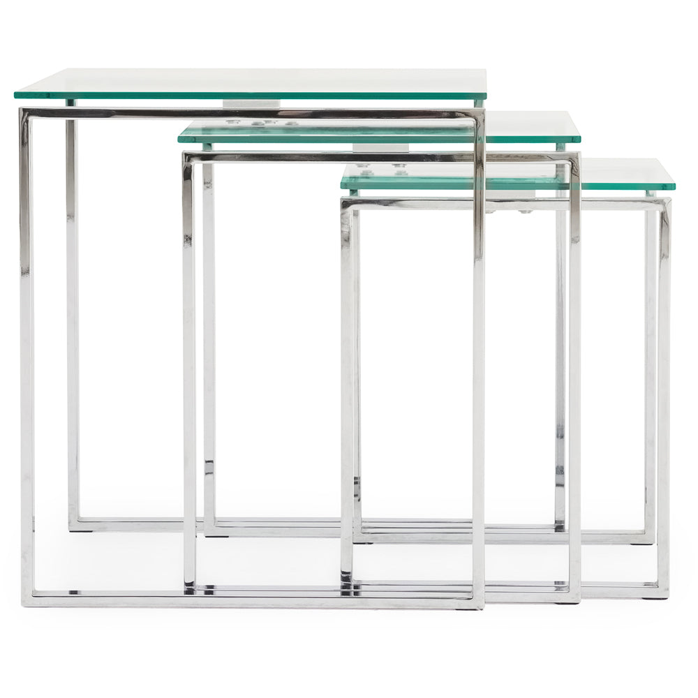 Paloma Nest of Tables - Nest of Tables Clear Glass/Chrome Tables Sterling Home 2