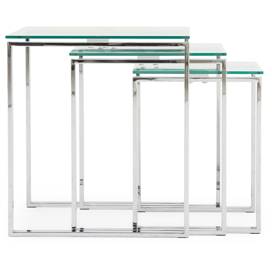 Paloma Nest of Tables - Nest of Tables Clear Glass/Chrome Tables Sterling Home 2