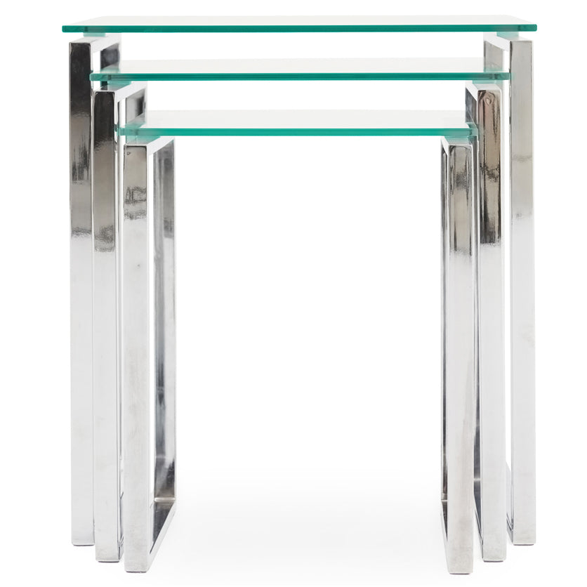 Paloma Nest of Tables - Nest of Tables Clear Glass/Chrome Tables Sterling Home 3