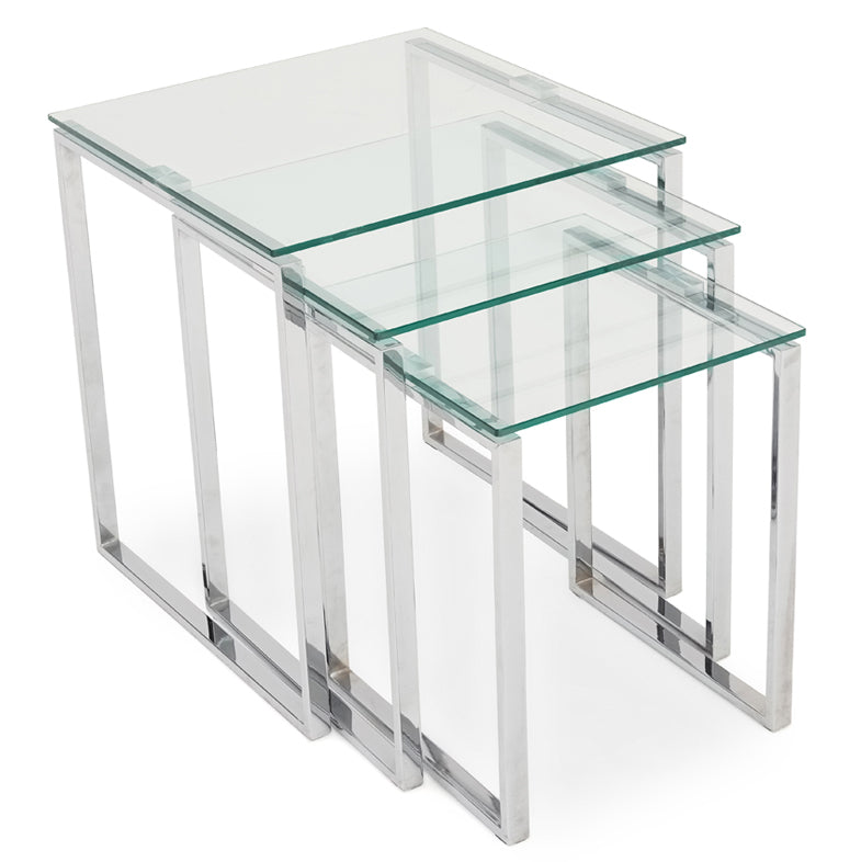 Paloma Nest of Tables - Nest of Tables Clear Glass/Chrome Tables Sterling Home 4