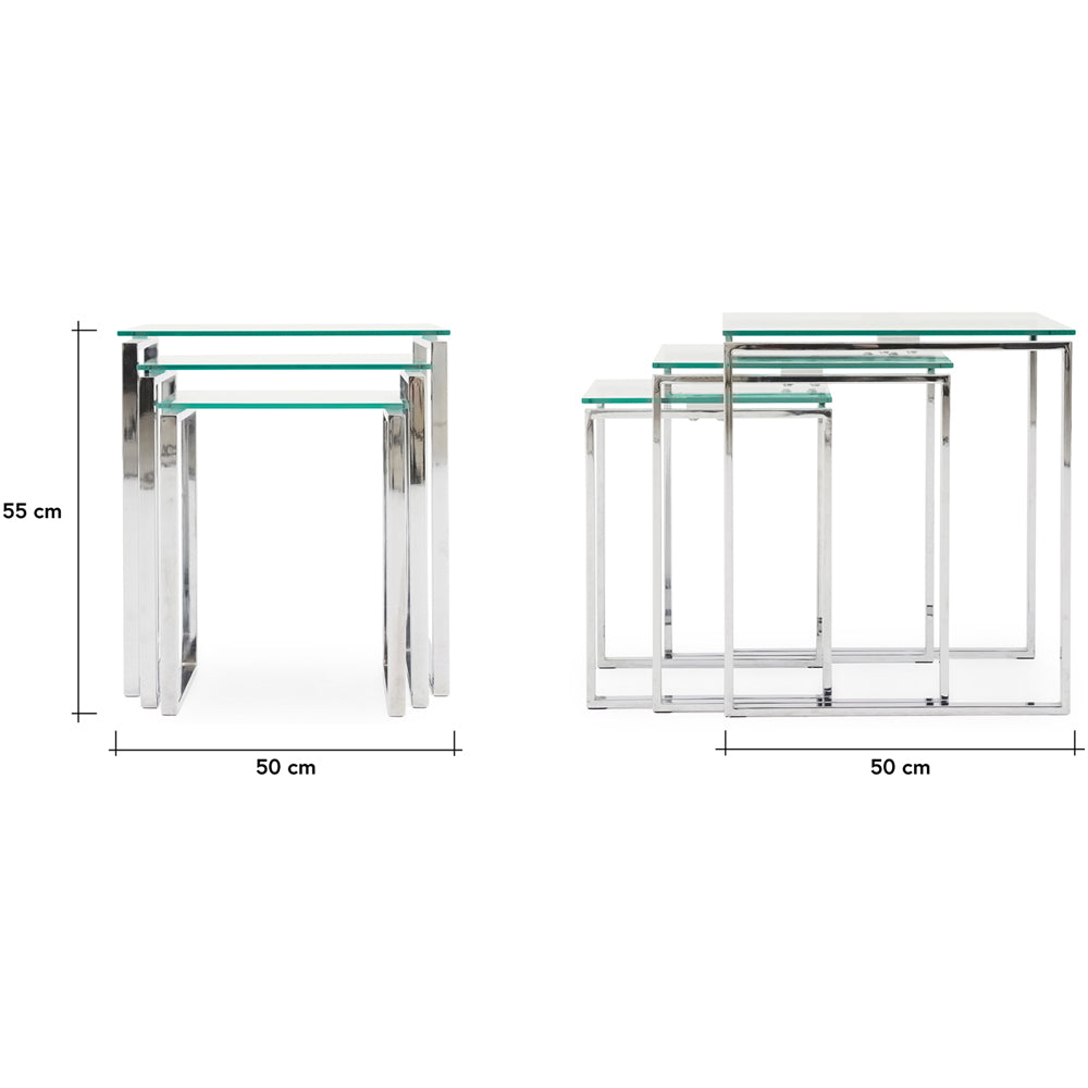 Paloma Nest of Tables - Nest of Tables Clear Glass/Chrome Tables Sterling Home 7