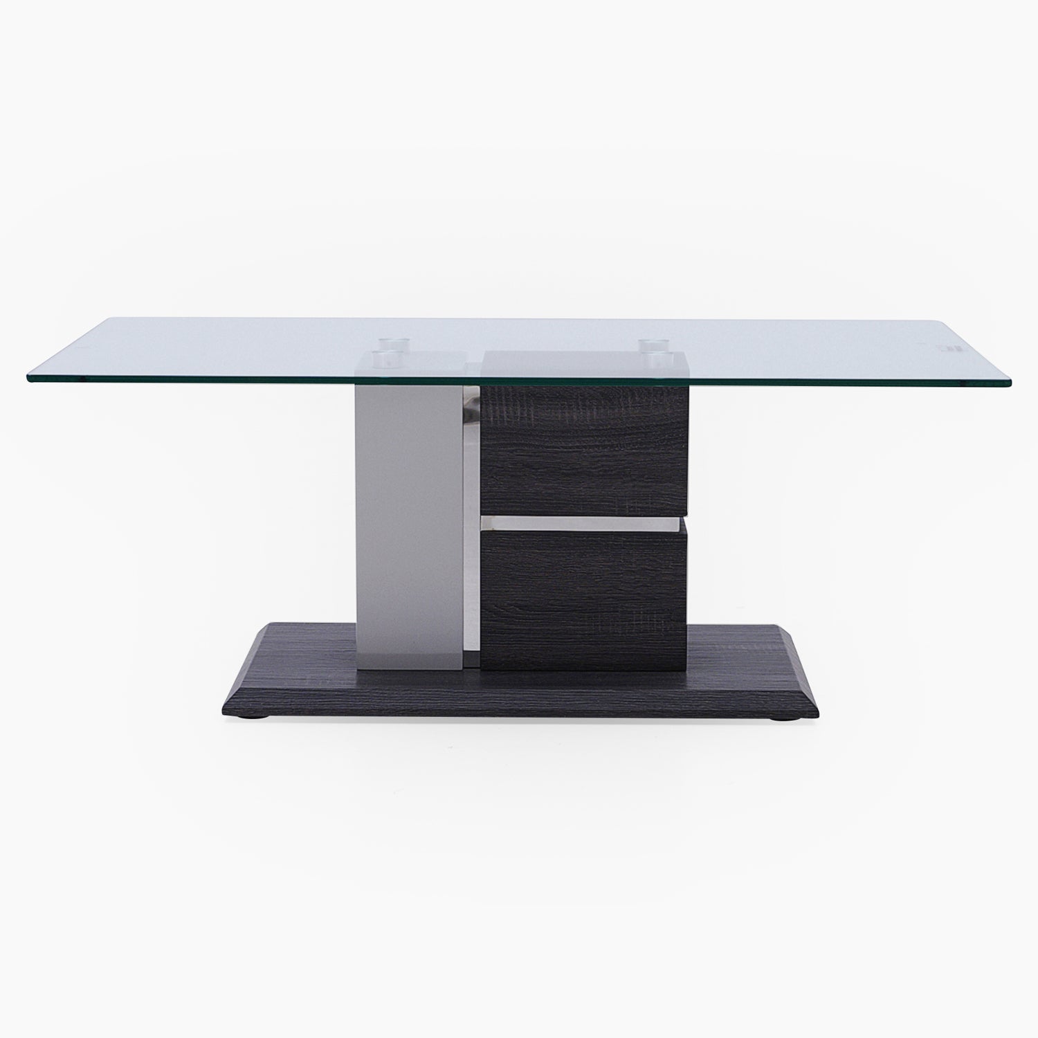 Panama Coffee Table - Coffee Table Dark Grey Wood Effect/Light Grey High Gloss/Polished steel Sterling Home 1
