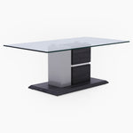 Panama Coffee Table - Coffee Table Dark Grey Wood Effect/Light Grey High Gloss/Polished steel
