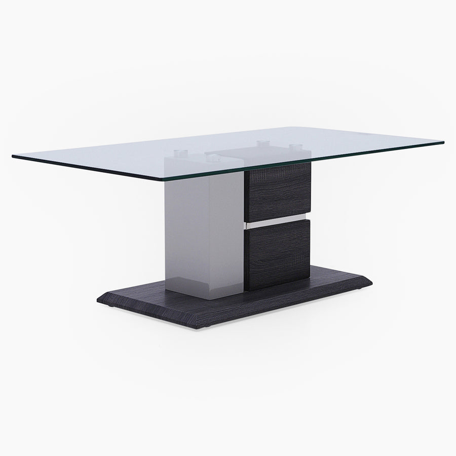 Panama Coffee Table - Coffee Table Dark Grey Wood Effect/Light Grey High Gloss/Polished steel