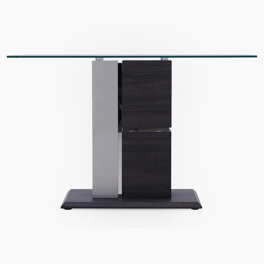 Panama Console Table - Sofa Table Dark Grey Wood Effect/Light Grey High Gloss/Polished steel Sterling Home 1