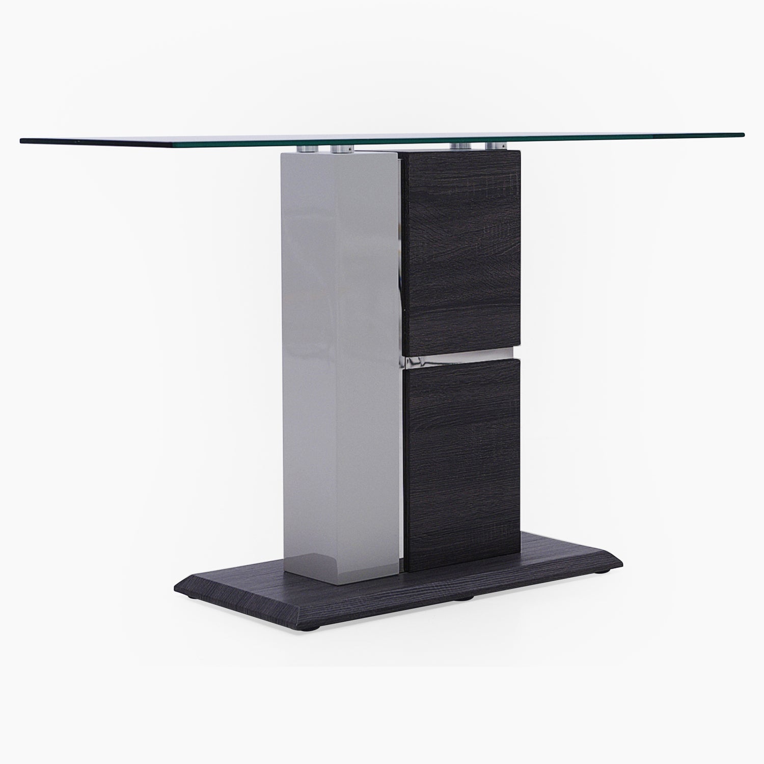 Panama Console Table - Sofa Table Dark Grey Wood Effect/Light Grey High Gloss/Polished steel Sterling Home 2