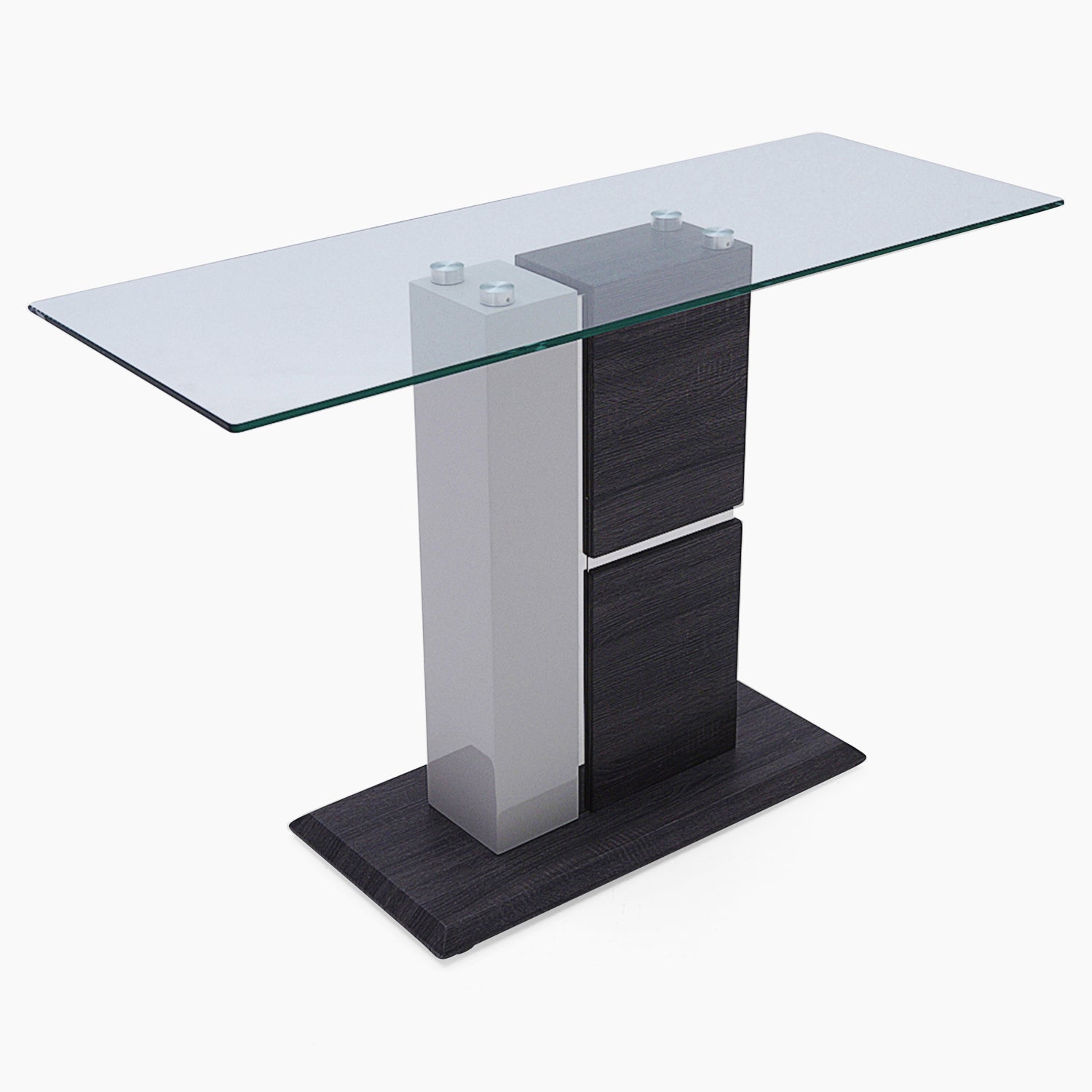 Panama Console Table - Sofa Table Dark Grey Wood Effect/Light Grey High Gloss/Polished steel Sterling Home 3