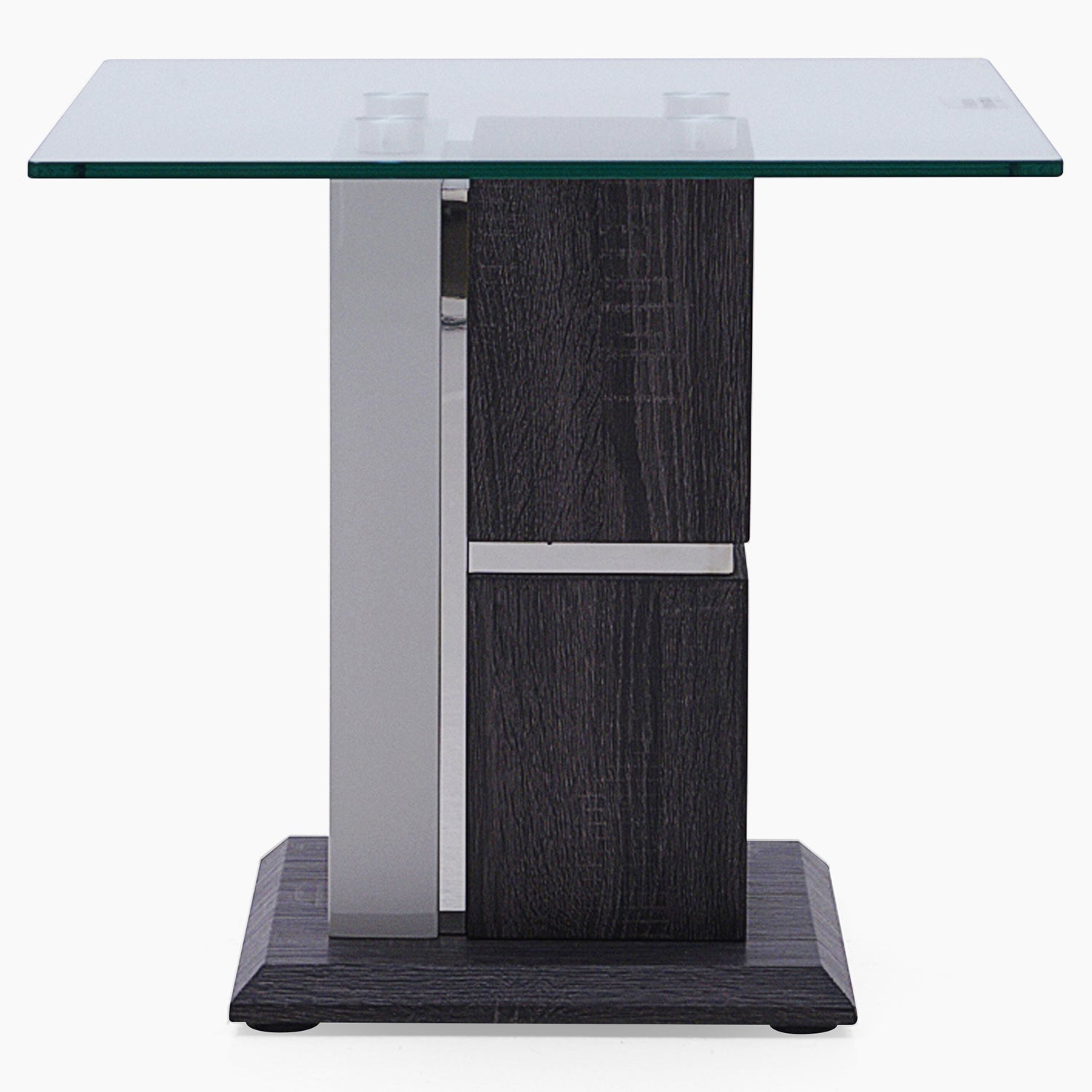 Panama End Table - End Table Dark Grey Wood Effect/Light Grey High Gloss/Polished steel Sterling Home 1