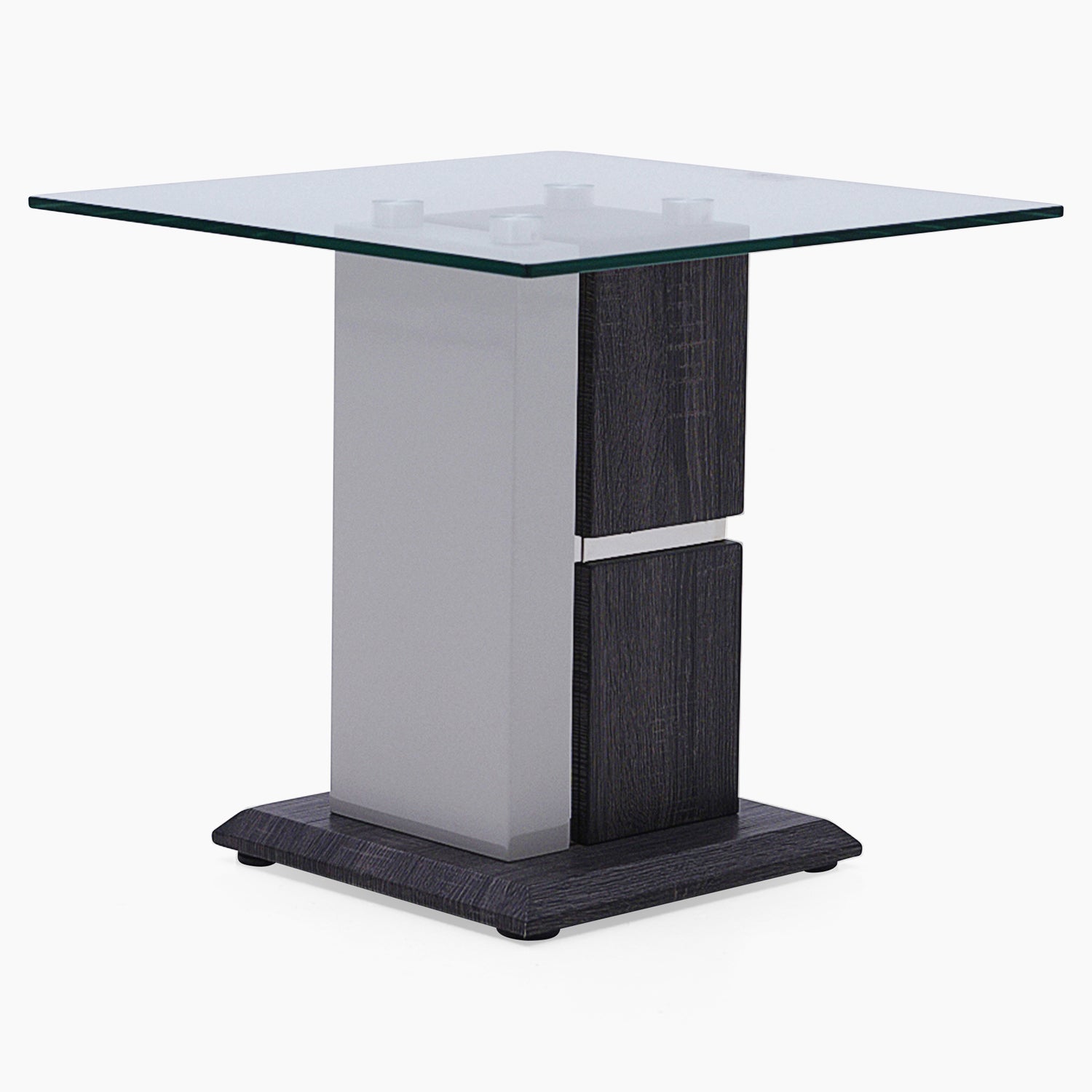 Panama End Table - End Table Dark Grey Wood Effect/Light Grey High Gloss/Polished steel Sterling Home 2