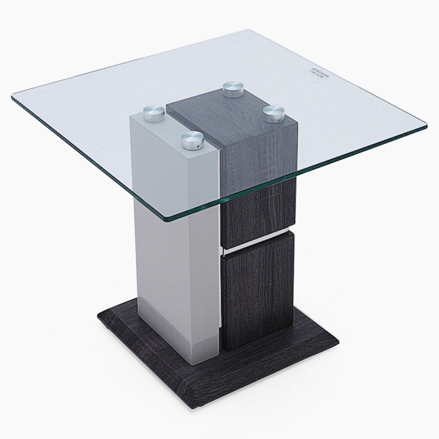 Panama End Table - End Table Dark Grey Wood Effect/Light Grey High Gloss/Polished steel Sterling Home 3