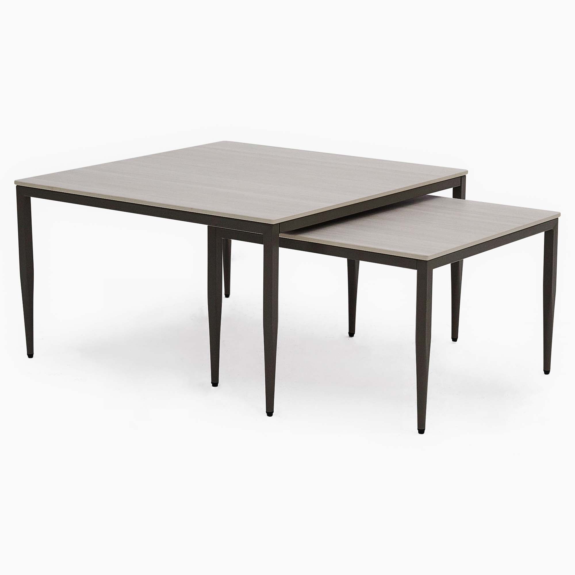 Phase Square Nest of Coffee Tables - Square Coffee Nest of Tables Latte Tones (Buwen) Matt Ceramic / Warm Brown Metal Frame Tables Sterling Home 1