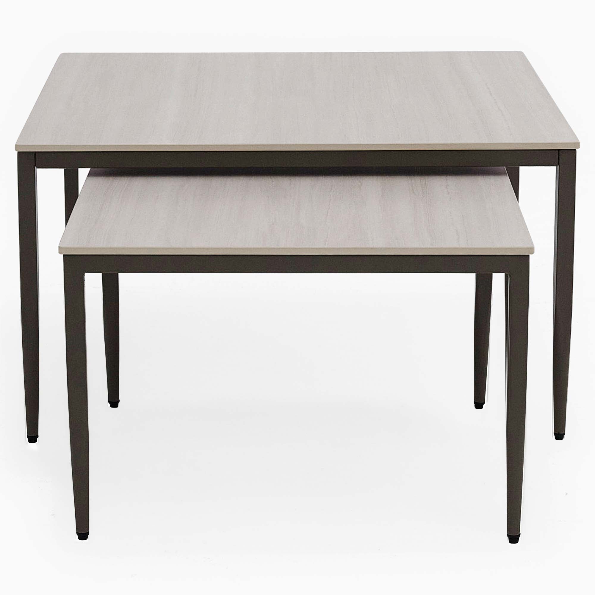 Phase Square Nest of Coffee Tables - Square Coffee Nest of Tables Latte Tones (Buwen) Matt Ceramic / Warm Brown Metal Frame Tables Sterling Home 3