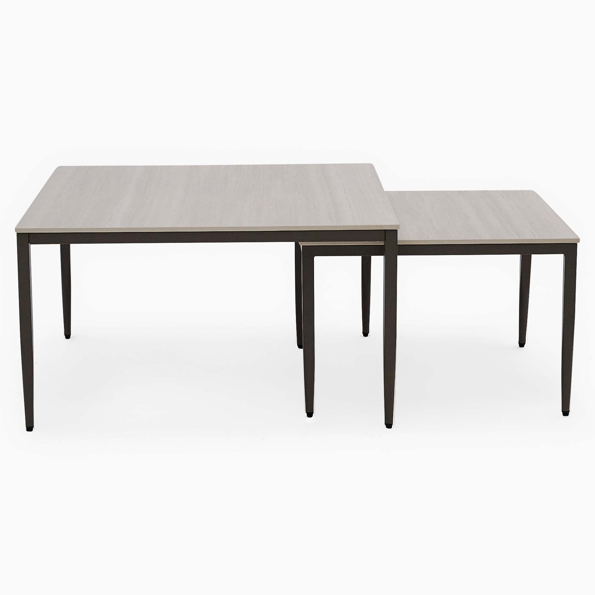 Phase Square Nest of Coffee Tables - Square Coffee Nest of Tables Latte Tones (Buwen) Matt Ceramic / Warm Brown Metal Frame Tables Sterling Home 4