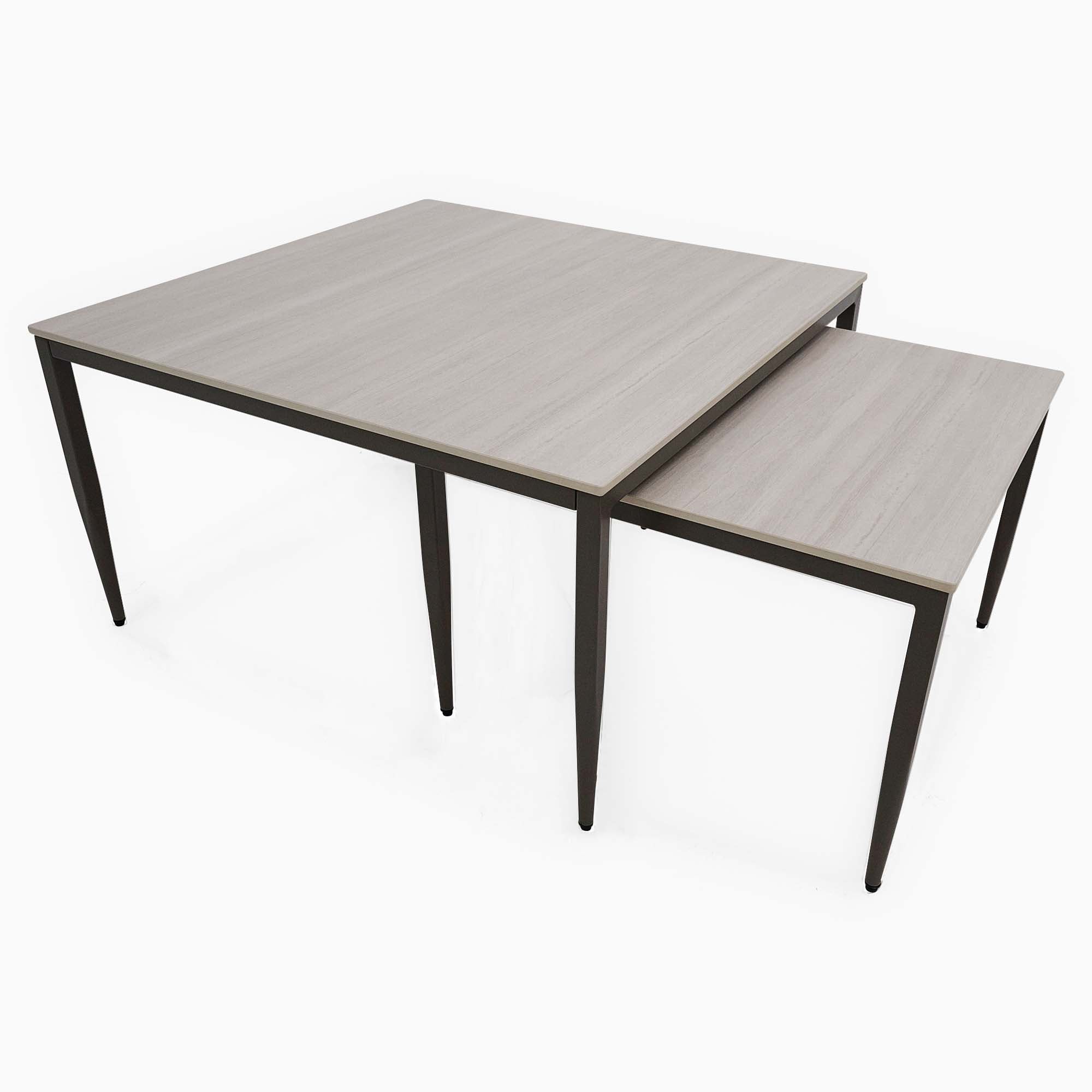 Phase Square Nest of Coffee Tables - Square Coffee Nest of Tables Latte Tones (Buwen) Matt Ceramic / Warm Brown Metal Frame Tables Sterling Home 7