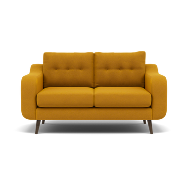 Phoebe 2 Seater Sofa - Small Sofa Standard Back Grade B 2 Seater Sofas Sterling Home 11 Plush Velvet Turmeric American Walnut