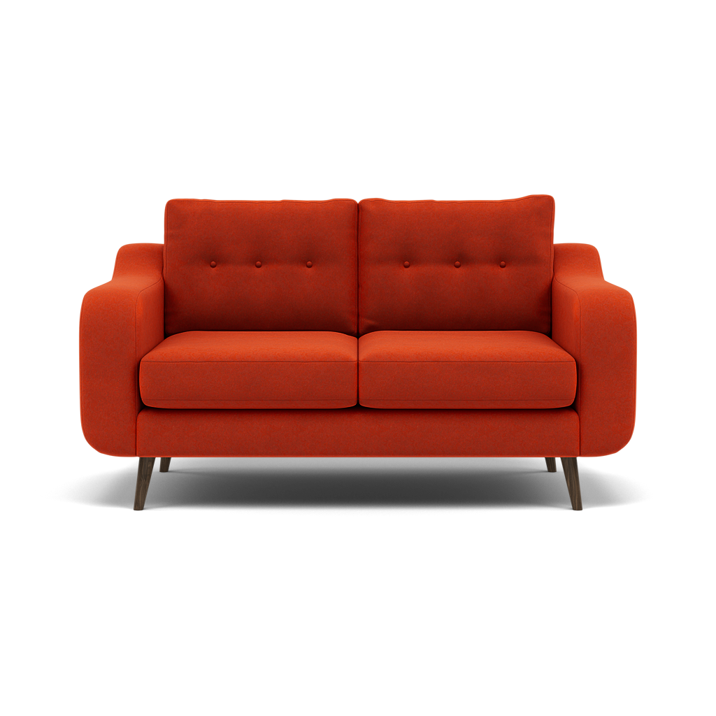 Phoebe 2 Seater Sofa - Small Sofa Standard Back Grade B 2 Seater Sofas Sterling Home 6 Plush Velvet Paprika American Walnut