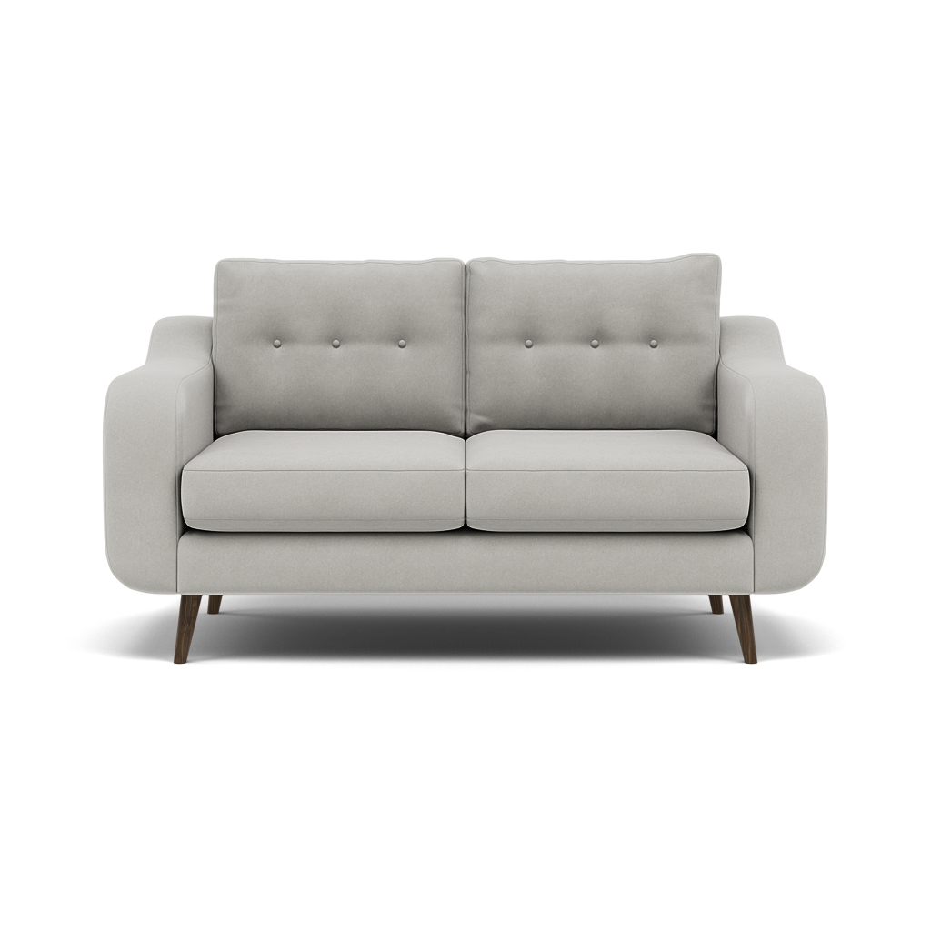 Phoebe 2 Seater Sofa - Small Sofa Standard Back Grade B 2 Seater Sofas Sterling Home 7 Plush Velvet Silver American Walnut