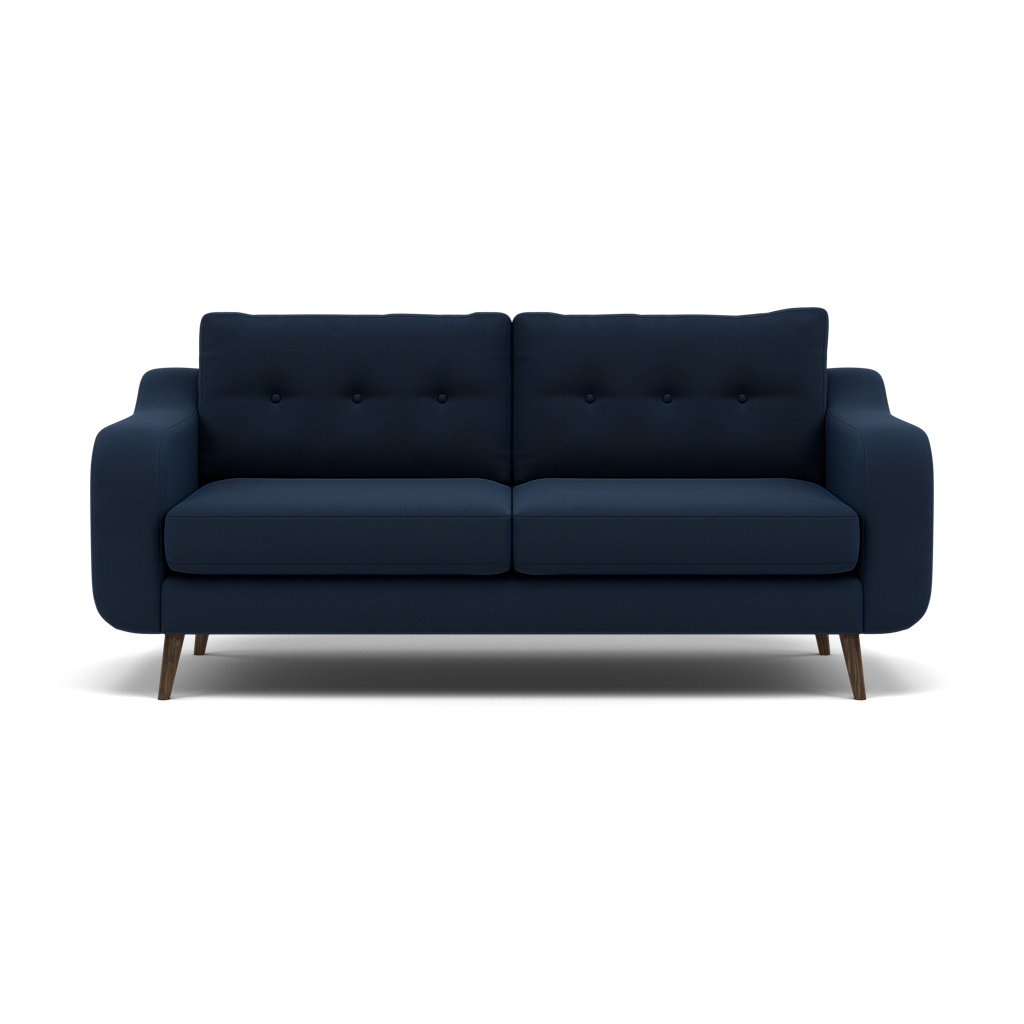 Phoebe 3 Seater Sofa - Large Sofa Standard Back Grade B 3 Seater Sofas Sterling Home 5 Plush Velvet Indigo American Walnut