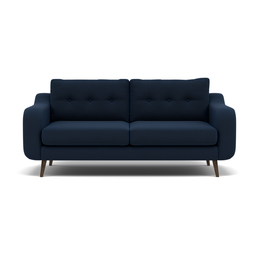 Phoebe 3 Seater Sofa - Large Sofa Standard Back Grade B 3 Seater Sofas Sterling Home 3 Plush Velvet Indigo American Walnut