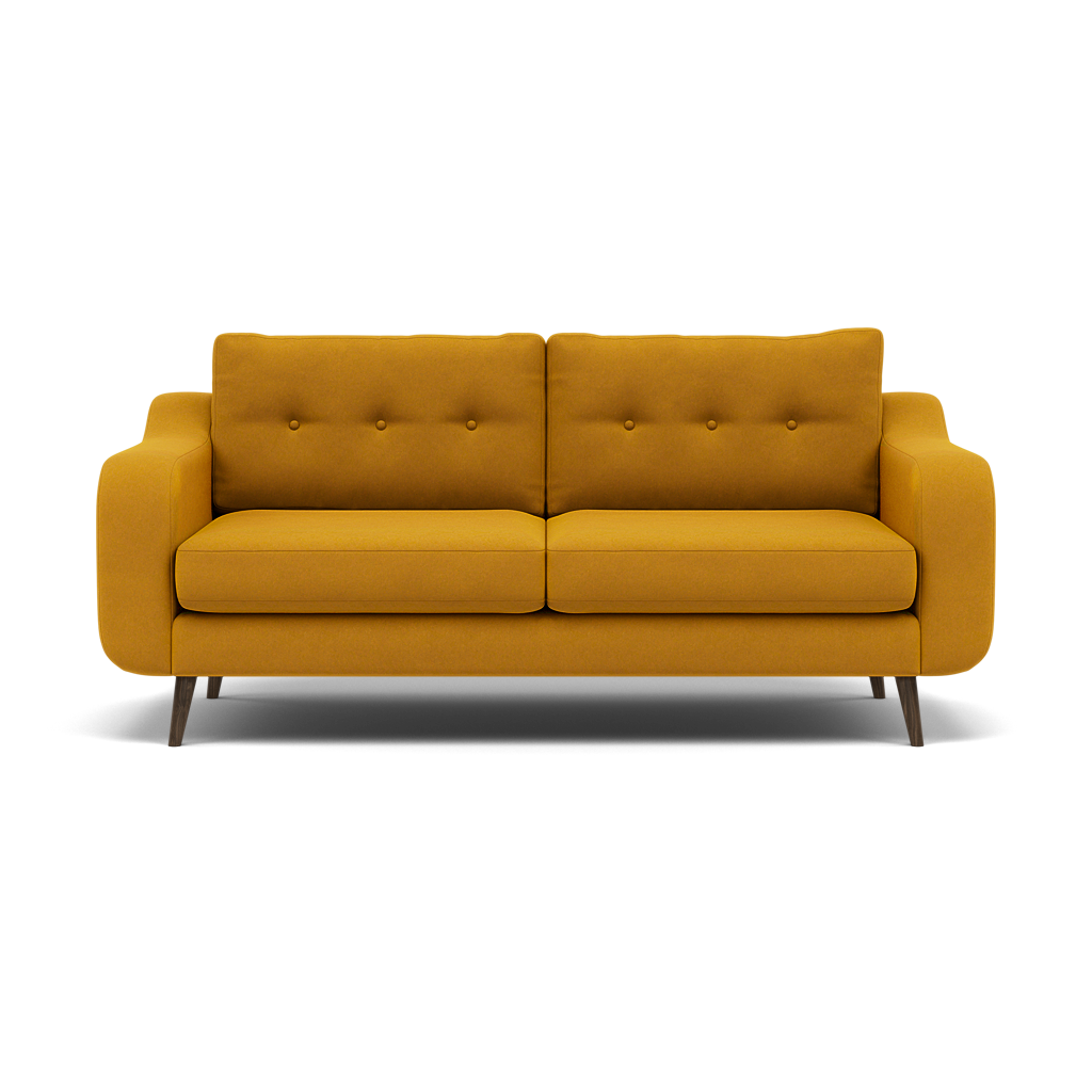 Phoebe 3 Seater Sofa - Large Sofa Standard Back Grade B 3 Seater Sofas Sterling Home 11 Plush Velvet Turmeric American Walnut