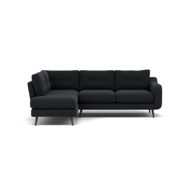 Phoebe Corner Sofa - Corner Group LHF Grade B - Left Hand Facing Corner Sofas Sterling Home 1 Plush Velvet Charcoal American Walnut