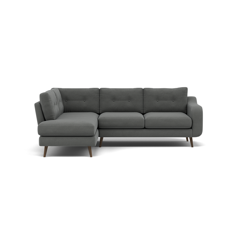 Phoebe Corner Sofa - Corner Group LHF Grade B - Left Hand Facing Corner Sofas Sterling Home 6 Plush Velvet Slate American Walnut