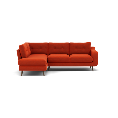 Phoebe Corner Sofa - Corner Group LHF Grade B - Left Hand Facing Corner Sofas Sterling Home 3 Plush Velvet Paprika American Walnut