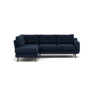 Phoebe Corner Sofa - Corner Group LHF Grade B - Left Hand Facing Corner Sofas Sterling Home 2 Plush Velvet Indigo American Walnut