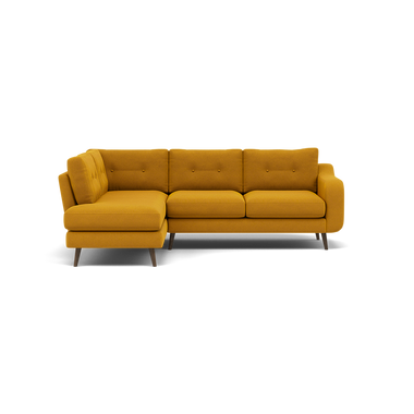 Phoebe Corner Sofa - Corner Group LHF Grade B - Left Hand Facing Corner Sofas Sterling Home 8 Plush Velvet Turmeric American Walnut