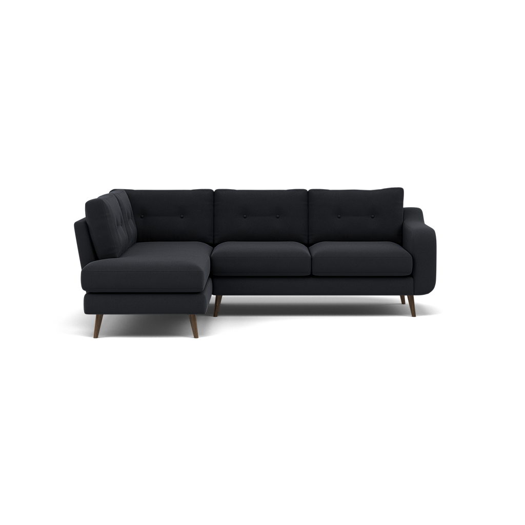 Phoebe Corner Sofa - Corner Group RHF Grade B - Right Hand Facing Corner Sofas Sterling Home 1 Plush Velvet Charcoal American Walnut