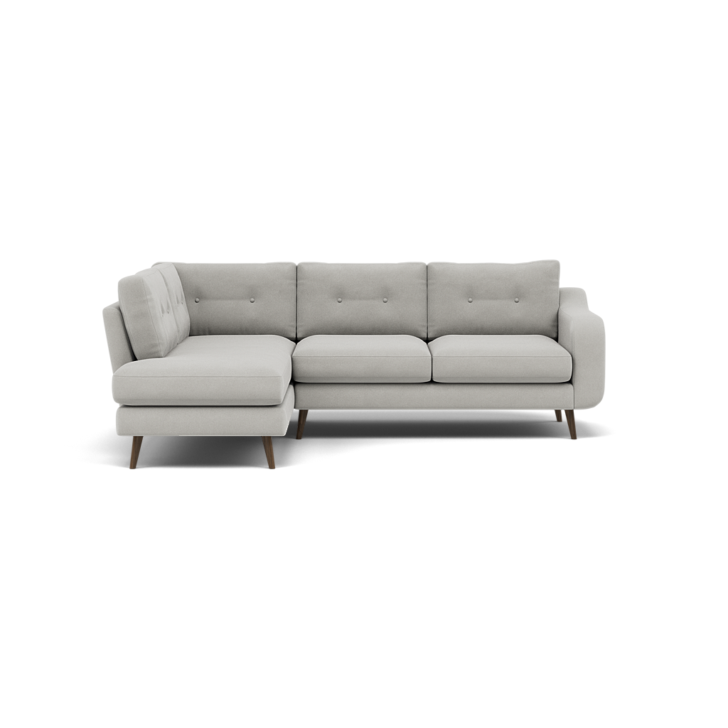 Phoebe Corner Sofa - Corner Group RHF Grade B - Right Hand Facing Corner Sofas Sterling Home 5 Plush Velvet Silver American Walnut