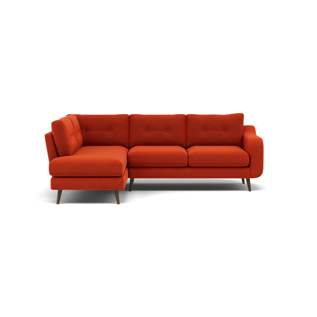 Phoebe Corner Sofa - Corner Group RHF Grade B - Right Hand Facing Corner Sofas Sterling Home 4 Plush Velvet Paprika American Walnut