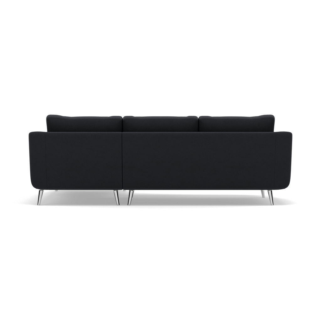 Phoebe Large Chaise Sofa - Large Chaise Sofa RHF Standard Back Grade B - Right Hand Facing — Plush Velvet Charcoal / Chrome, gallery image 2