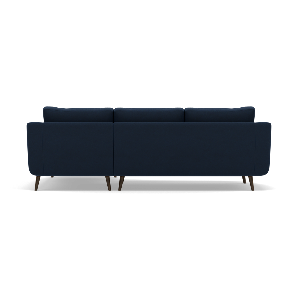 Phoebe Large Chaise Sofa - Large Chaise Sofa RHF Standard Back Grade B - Right Hand Facing — Plush Velvet Indigo / American Walnut, gallery image 2