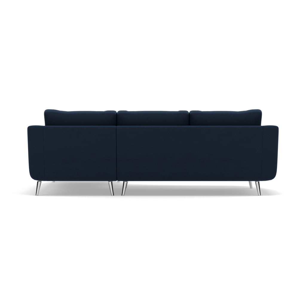 Phoebe Large Chaise Sofa - Large Chaise Sofa RHF Standard Back Grade B - Right Hand Facing — Plush Velvet Indigo / Chrome, gallery image 2