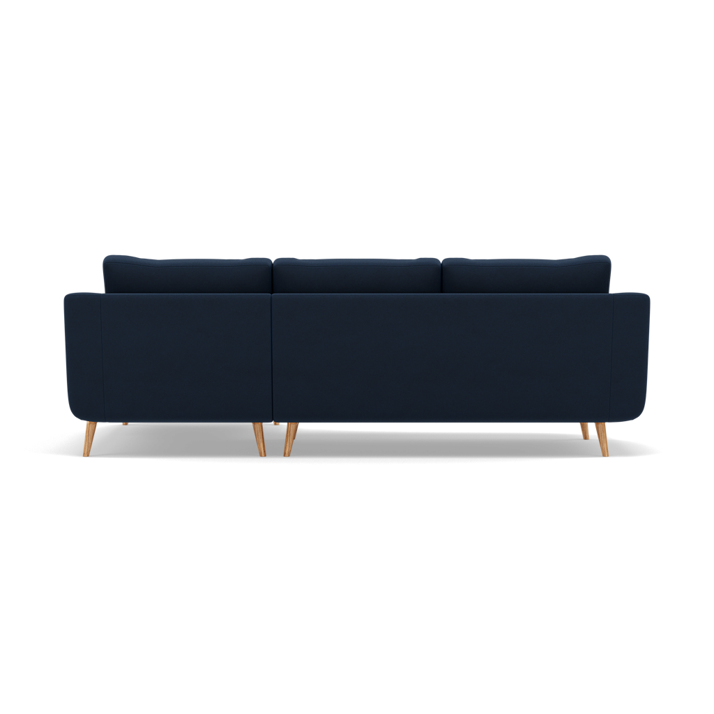 Phoebe Large Chaise Sofa - Large Chaise Sofa RHF Standard Back Grade B - Right Hand Facing — Plush Velvet Indigo / Natural, gallery image 2